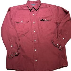 Gravel Gear Mens XL Fleece Lined Red Long Sleeve Cotton Shacket